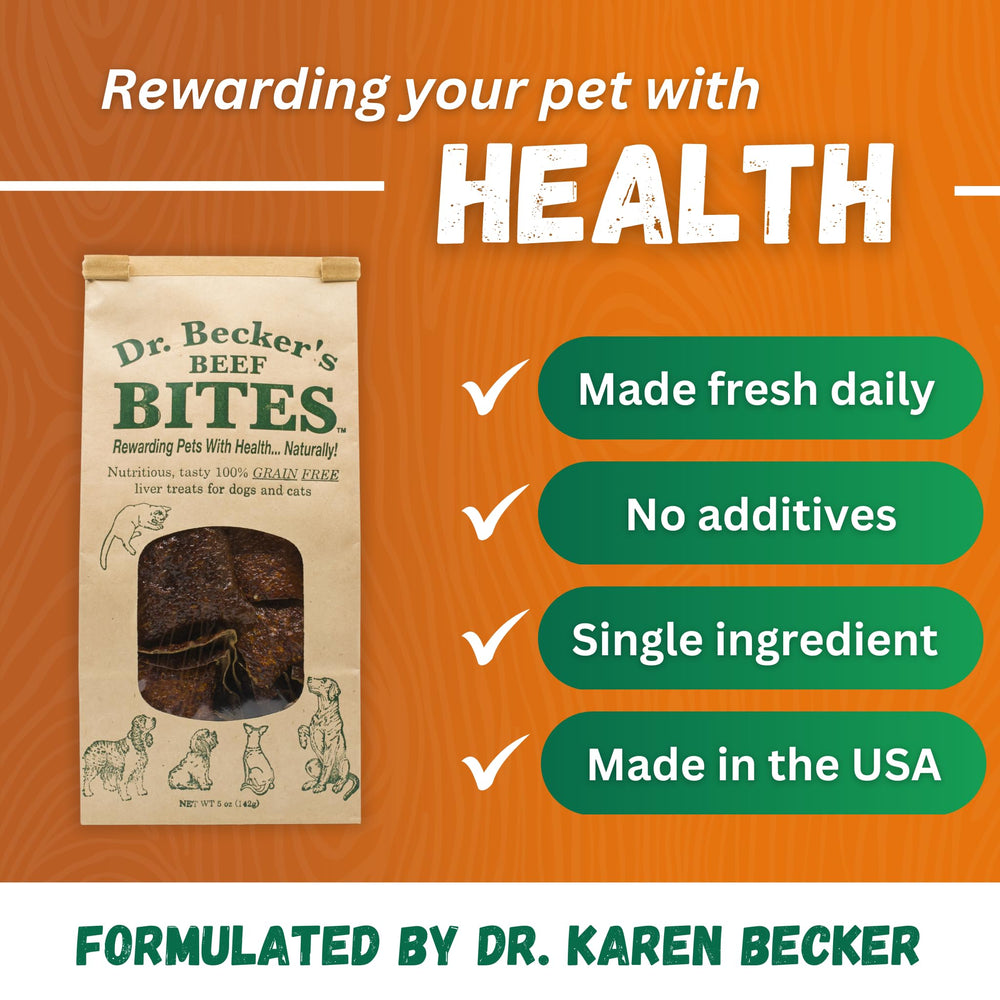 Dr. Becker's Bites training-use setting with treats for rewards during sessions
