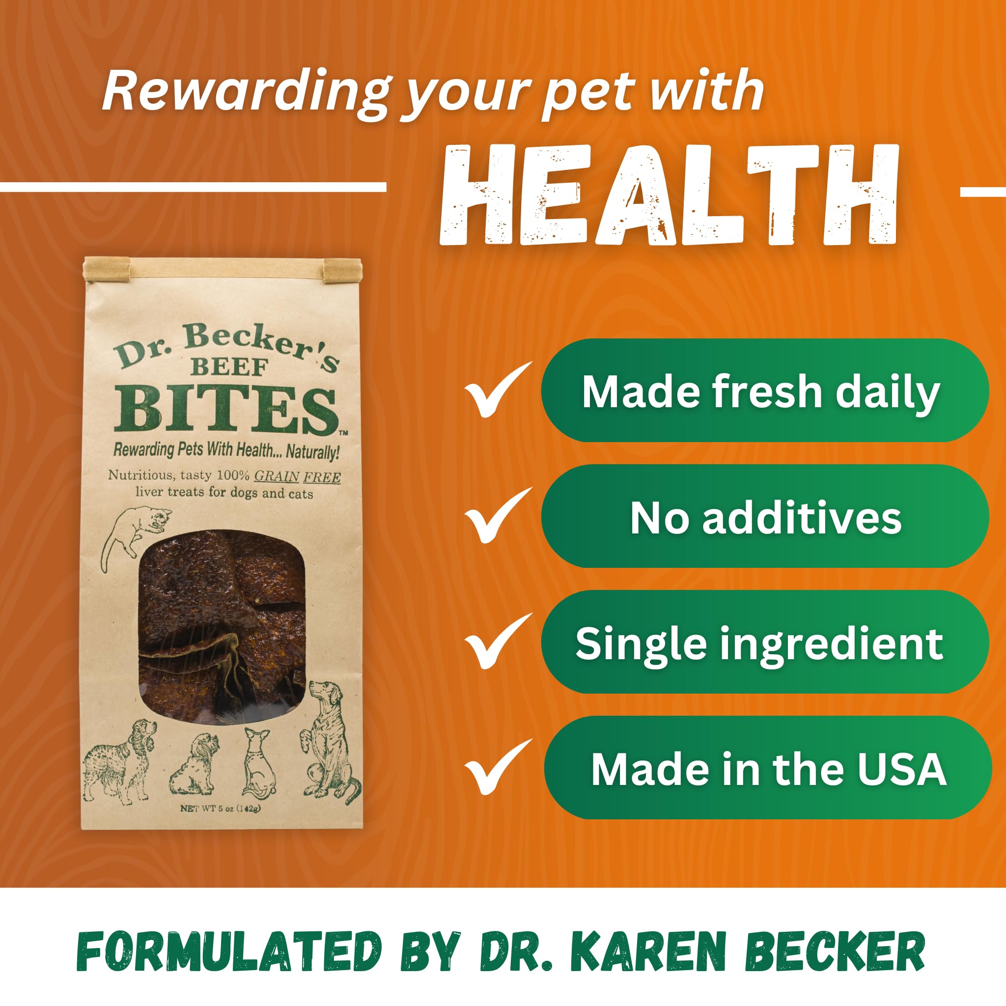 Dr. Becker's beef liver closeup—single-ingredient canine and feline snack.