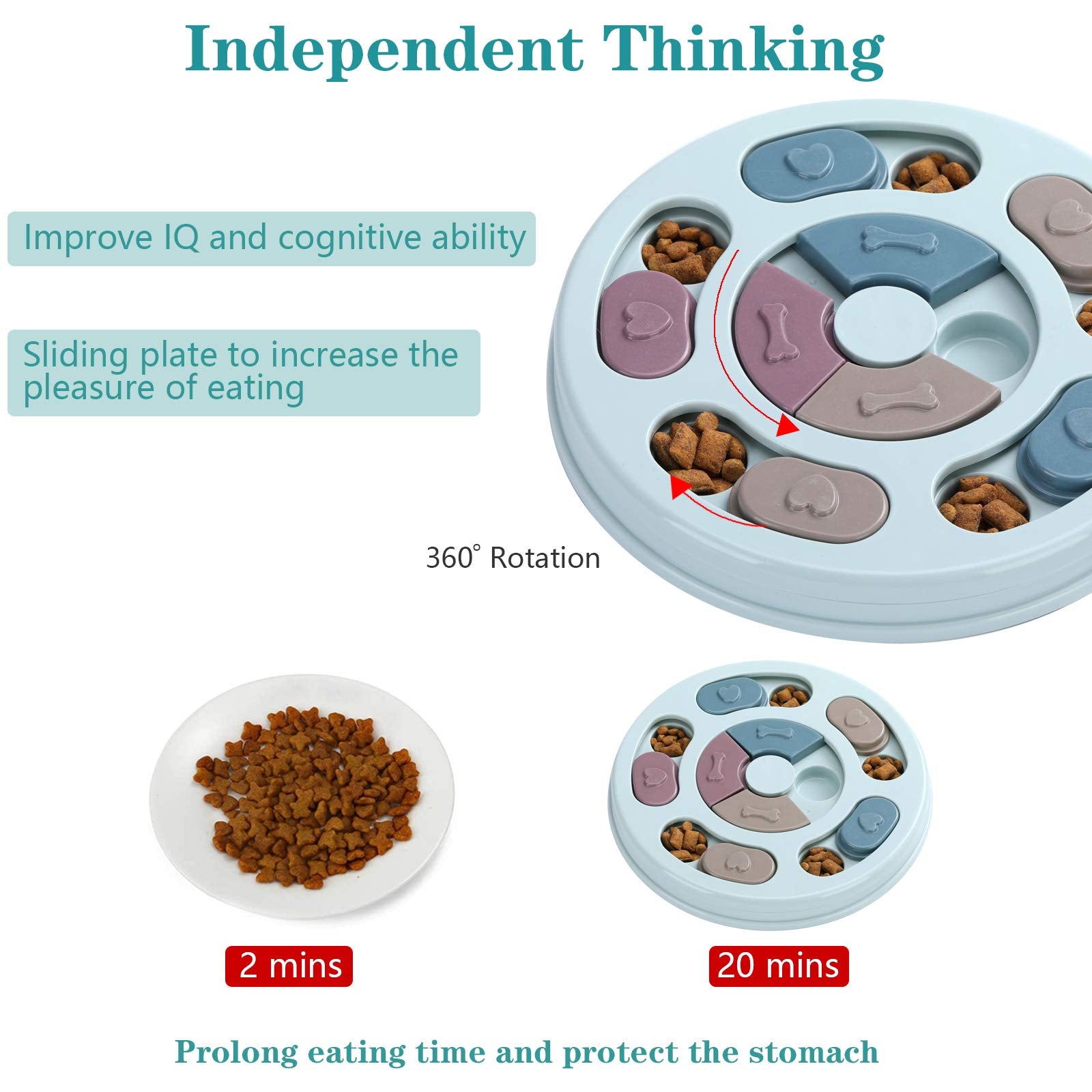 DR CATCH dog puzzle blue side angle highlights treat discovery during slow feeding sessions