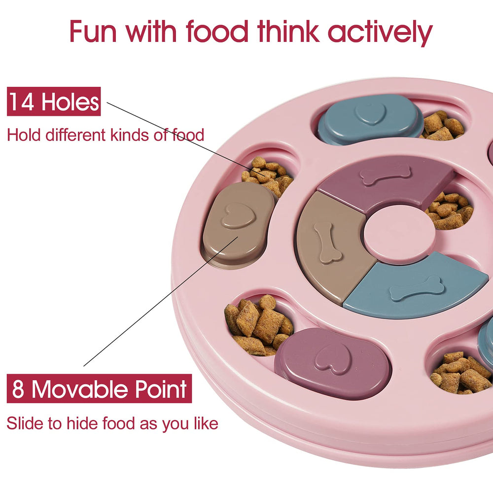 DR CATCH dog puzzles pink treat reveal during play.