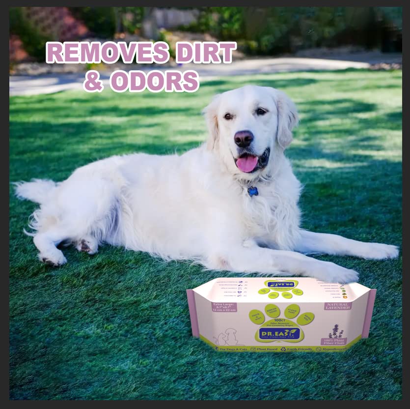 DR.EASY Pet Wipes feature natural lavender oil and aloe for soothing skin care