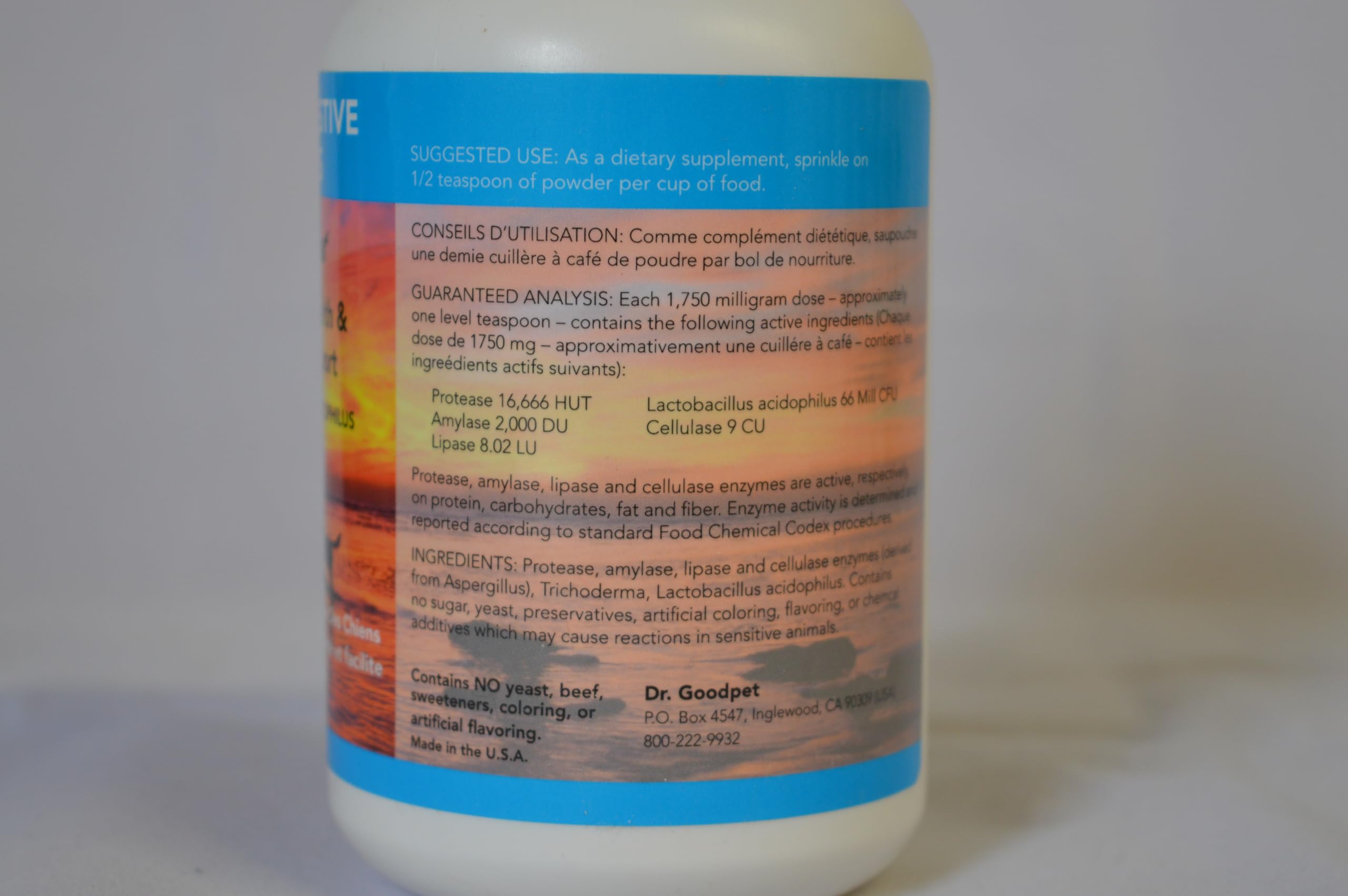 Dr. Goodpet Canine Digestive Enzymes 10X meal-ready—smooths mealtime digestion.