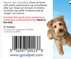 Dr. Goodpet Canine Digestive Enzymes 10X ingredient-label closeup—plant-based enzymes.