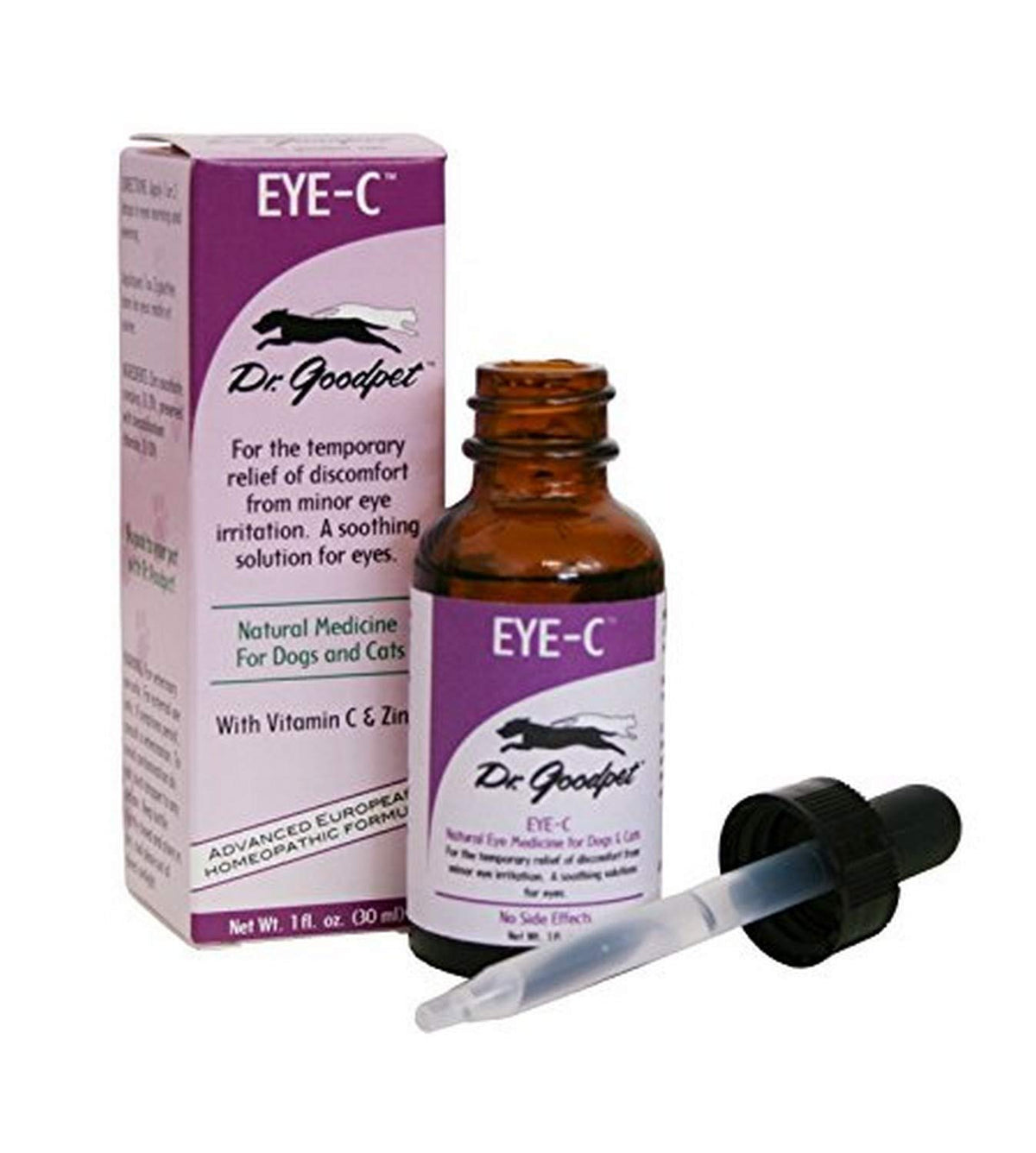 Dr. Goodpet Eye Drops bottle for dogs and cats supports gentle eye care.