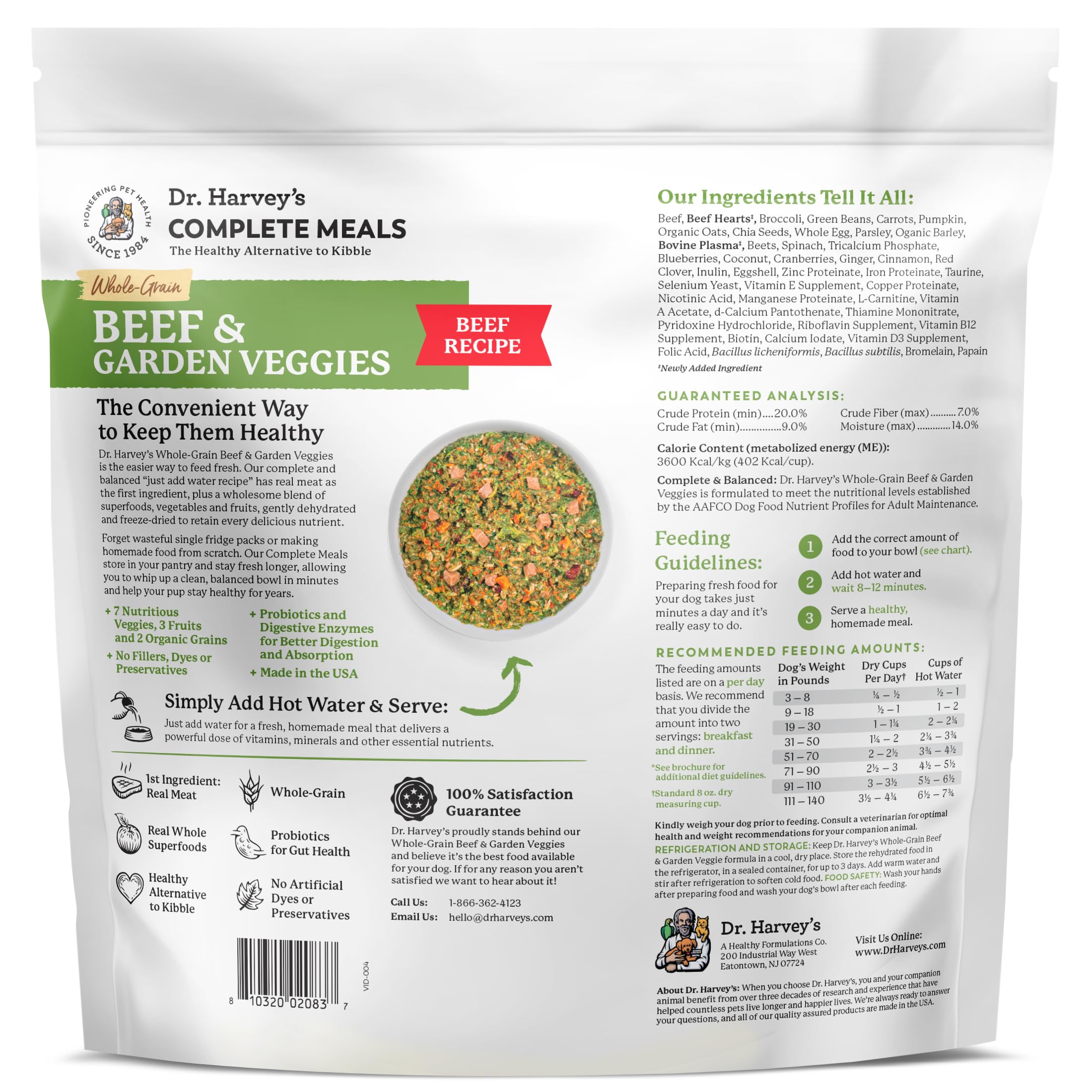 Dr. Harvey's Beef and Garden Veggies yields 20-pounds.