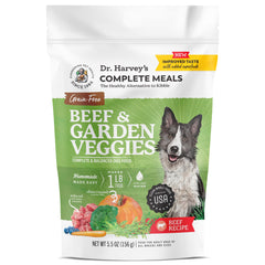 Dr. Harvey's Beef and Garden Veggies packaging for easy at home meals