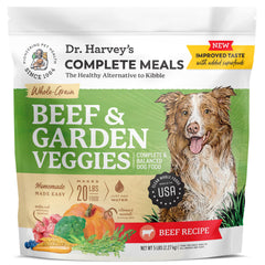 Dr. Harvey's Beef and Garden Veggies packaging signals premium, human-grade ingredients.