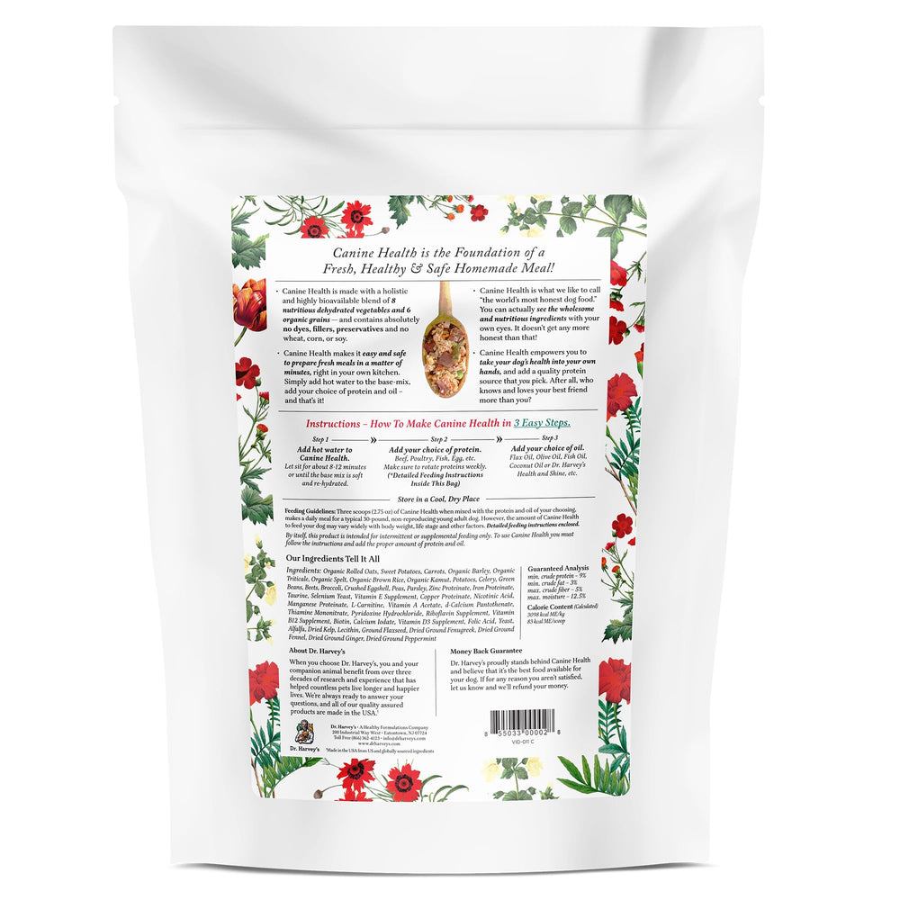 5lb Dr. Harvey's Canine Health bag enables about 33 one-pound meals