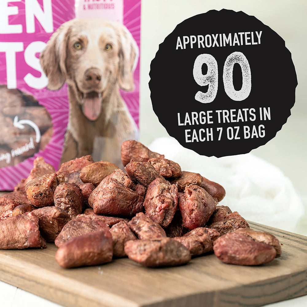 Dr. Harvey's Freeze-Dried Chicken Hearts on plate — easy-to-portion treats for quick rewards.