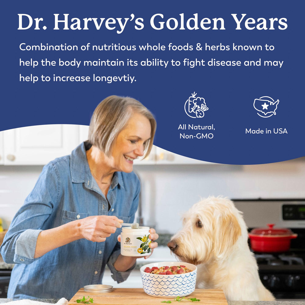 USA-made label on Dr. Harvey's Golden Years packaging.