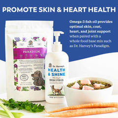 Dr. Harvey’s Health & Shine Omega-3 promotes a glossy coat in dogs.