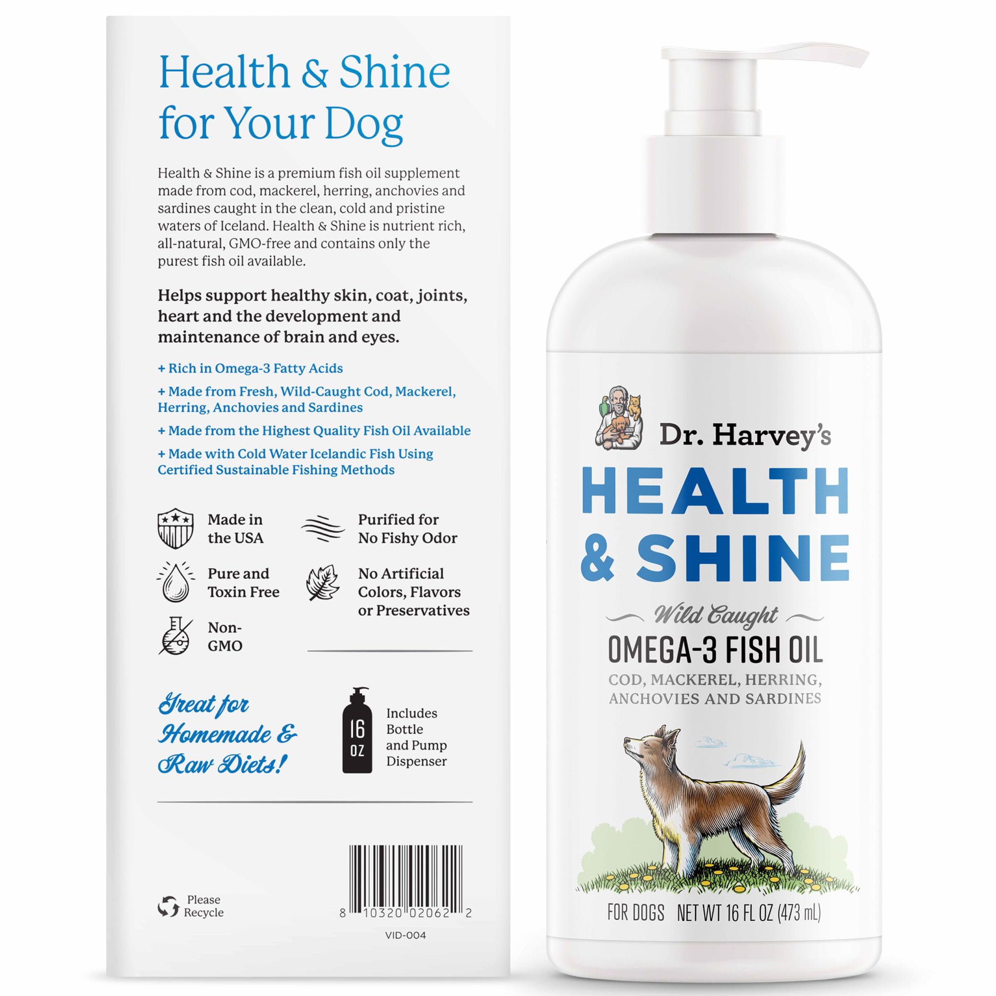 Dr. Harvey’s Health & Shine Omega-3 added to meals during feeding time.