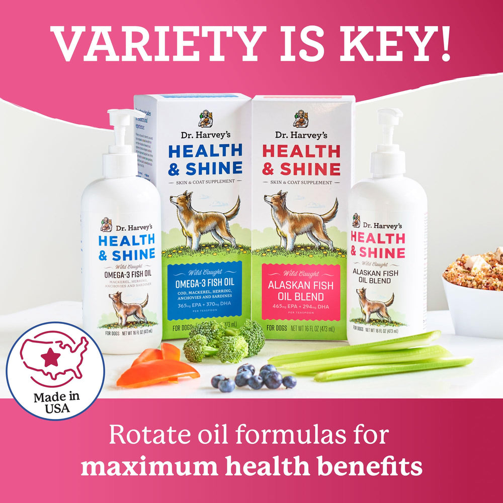Dr. Harvey's Health & Shine supports raw dog diets with omega-3