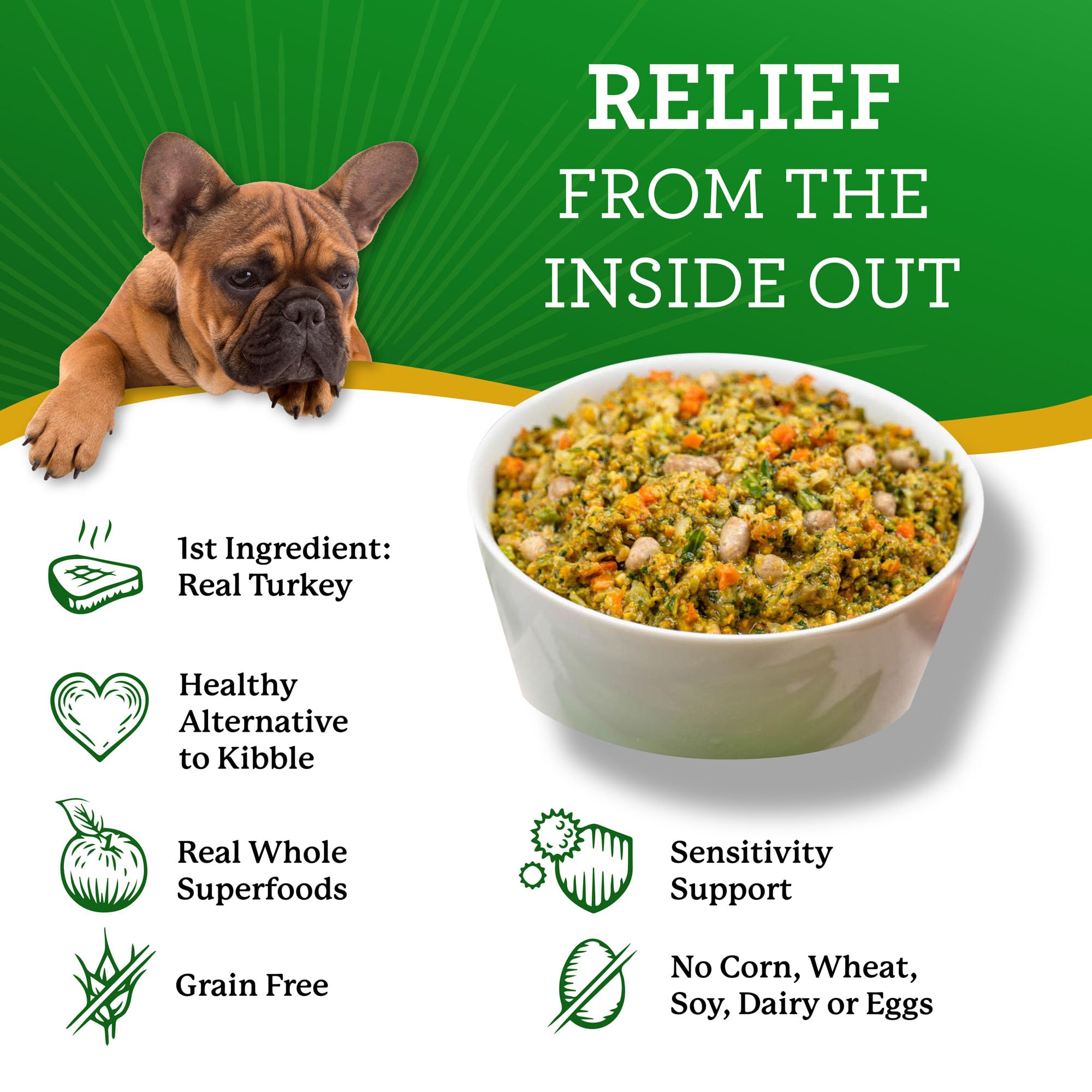 Serving-ready image shows portions for busy pet parents choosing Dr. Harvey's diet.