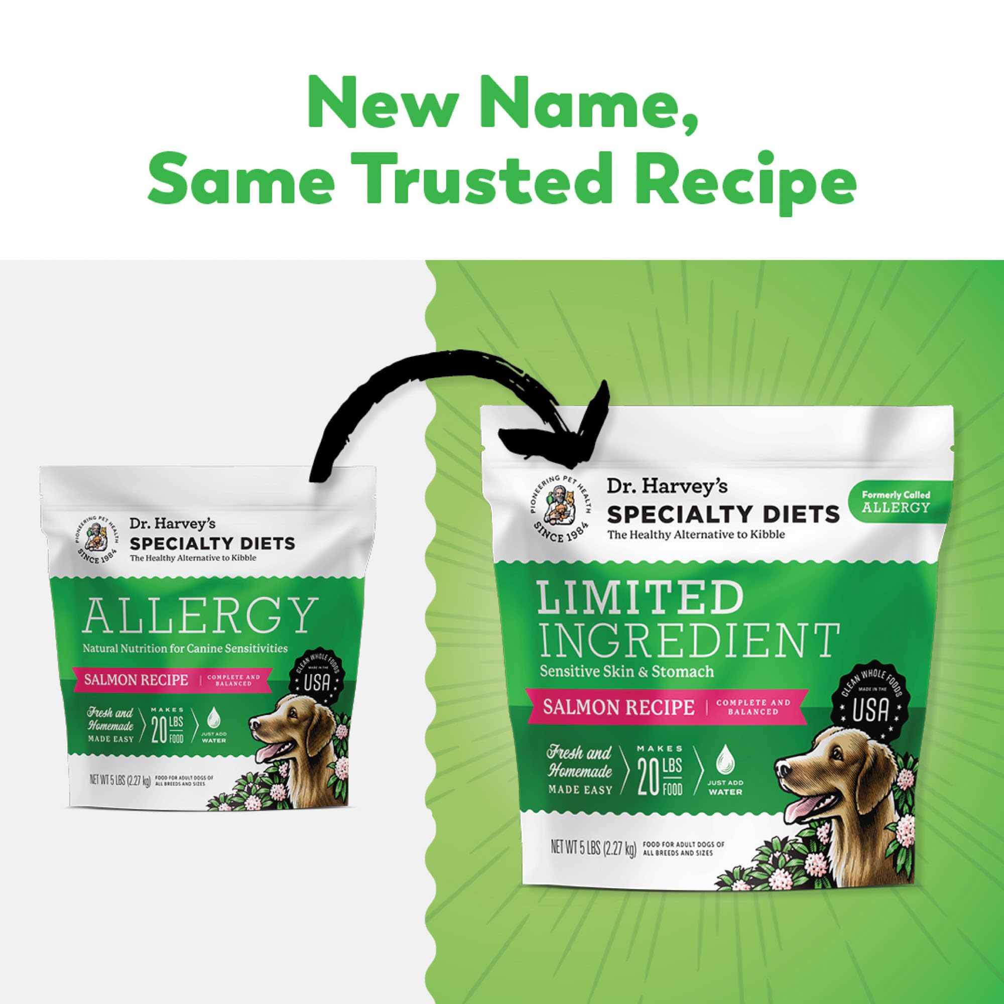Dr. Harvey's limited-ingredient ingredients closeup highlights pure salmon and whole-food ingredients for digestion