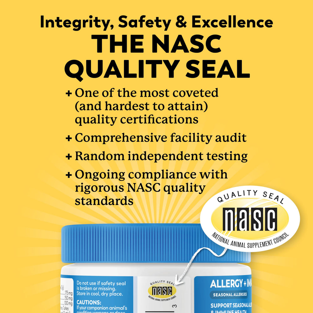 Dr. Harvey's NASC seal USA-made label close-up conveys trust and quality.