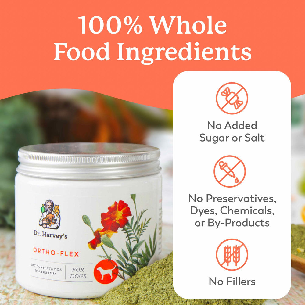 Dr. Harvey's Ortho-Flex ingredients list highlights a natural blend for hip support