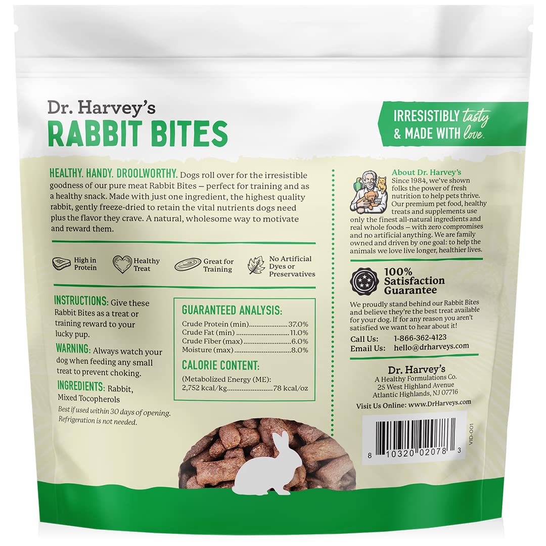 Dr. Harvey's Rabbit Bites made in USA with pure rabbit meat