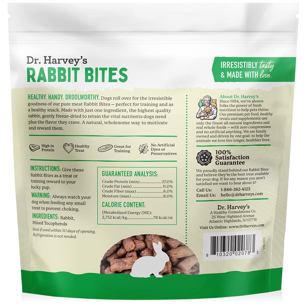 Dr. Harvey's Rabbit Bites made in USA with pure rabbit meat