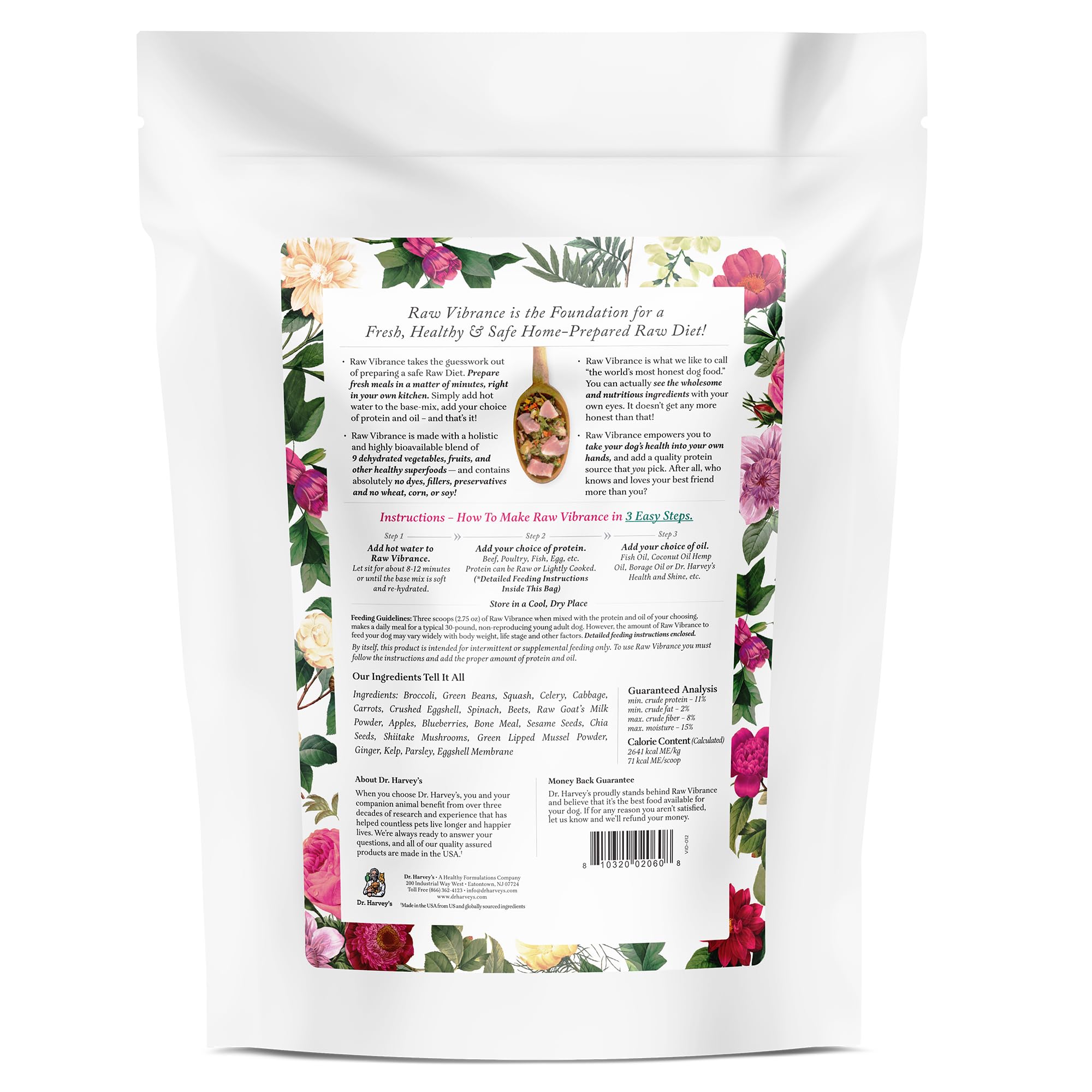 Dr. Harvey's Raw Vibrance dog enjoying meal signals palatability and daily routine fit.