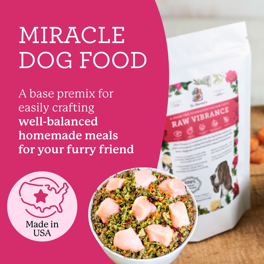 Dr. Harvey's Raw Vibrance rehydration step demonstrates quick prep for busy owners.
