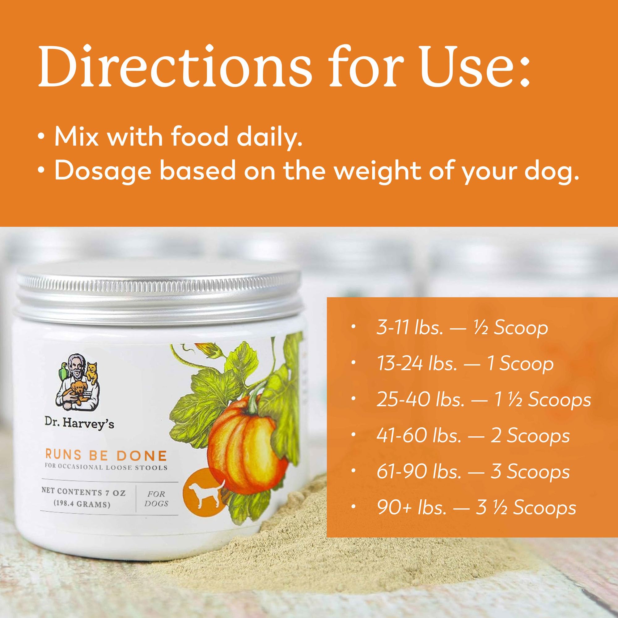 Dr. Harvey's Runs Be Done dosing scoop for accurate servings