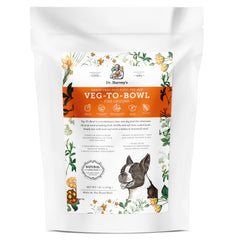 Dr. Harvey's Veg-To-Bowl Fine Ground bag closeup – grain-free base for easy homemade dog meals.