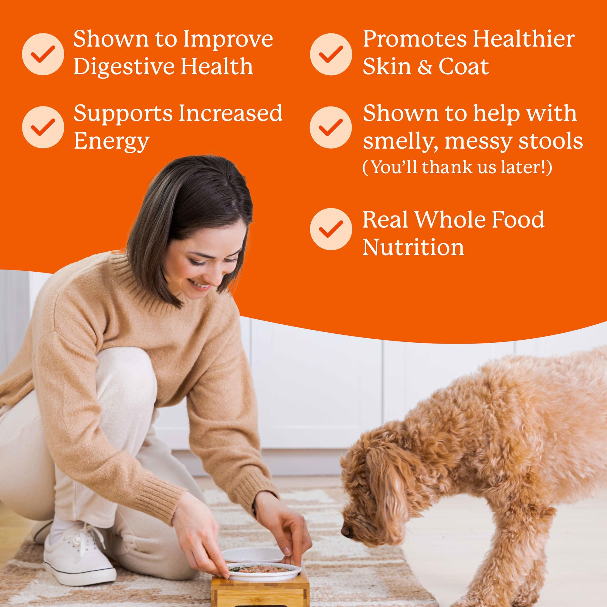 Brand label highlighting grain-free and human-grade quality on Veg-to-Bowl base mix