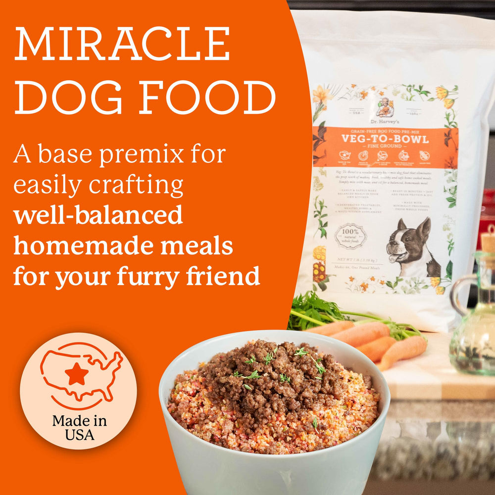 Dr. Harvey's Veg-to-Bowl Fine Ground Base Mix prep bowl ready for rehydration