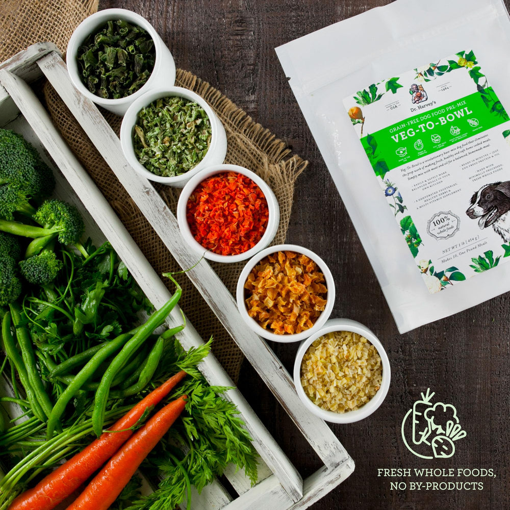 Dr. Harvey's Veg-to-Bowl meal-prep setup hints at batch cooking convenience.