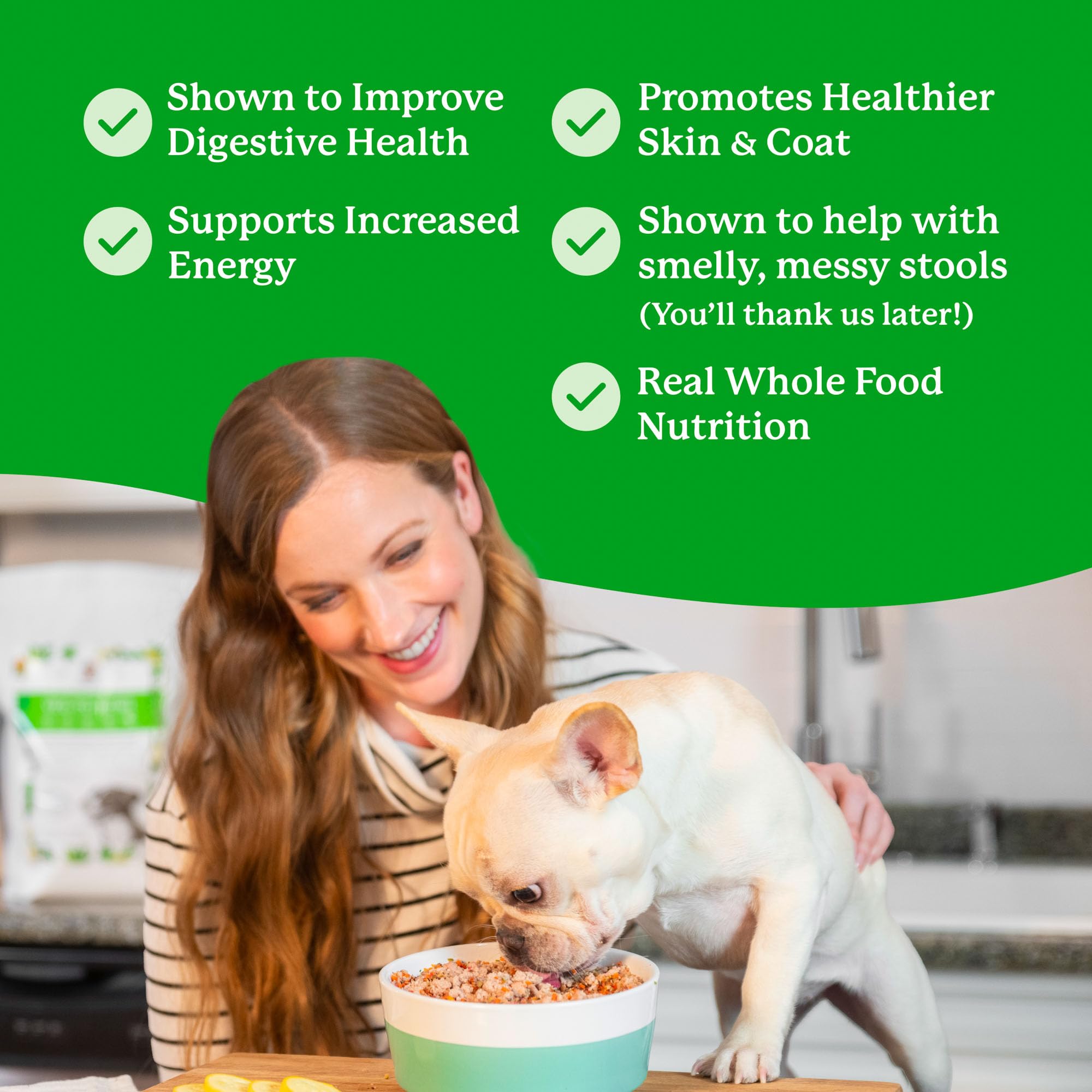 Dr. Harvey's Veg-to-Bowl-ready meal shows a protein-topped bowl for balanced nutrition.
