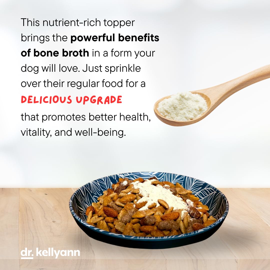 Dr. Kellyann Bone Broth Meal Topper for Dogs grain-free meal boost for sensitive stomachs.