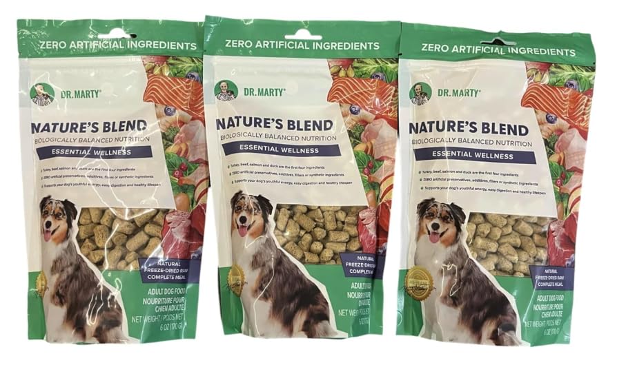 Dr. Marty Nature's Blend freeze-dried dog food 18oz pack promotes easy digestion and practical feeding