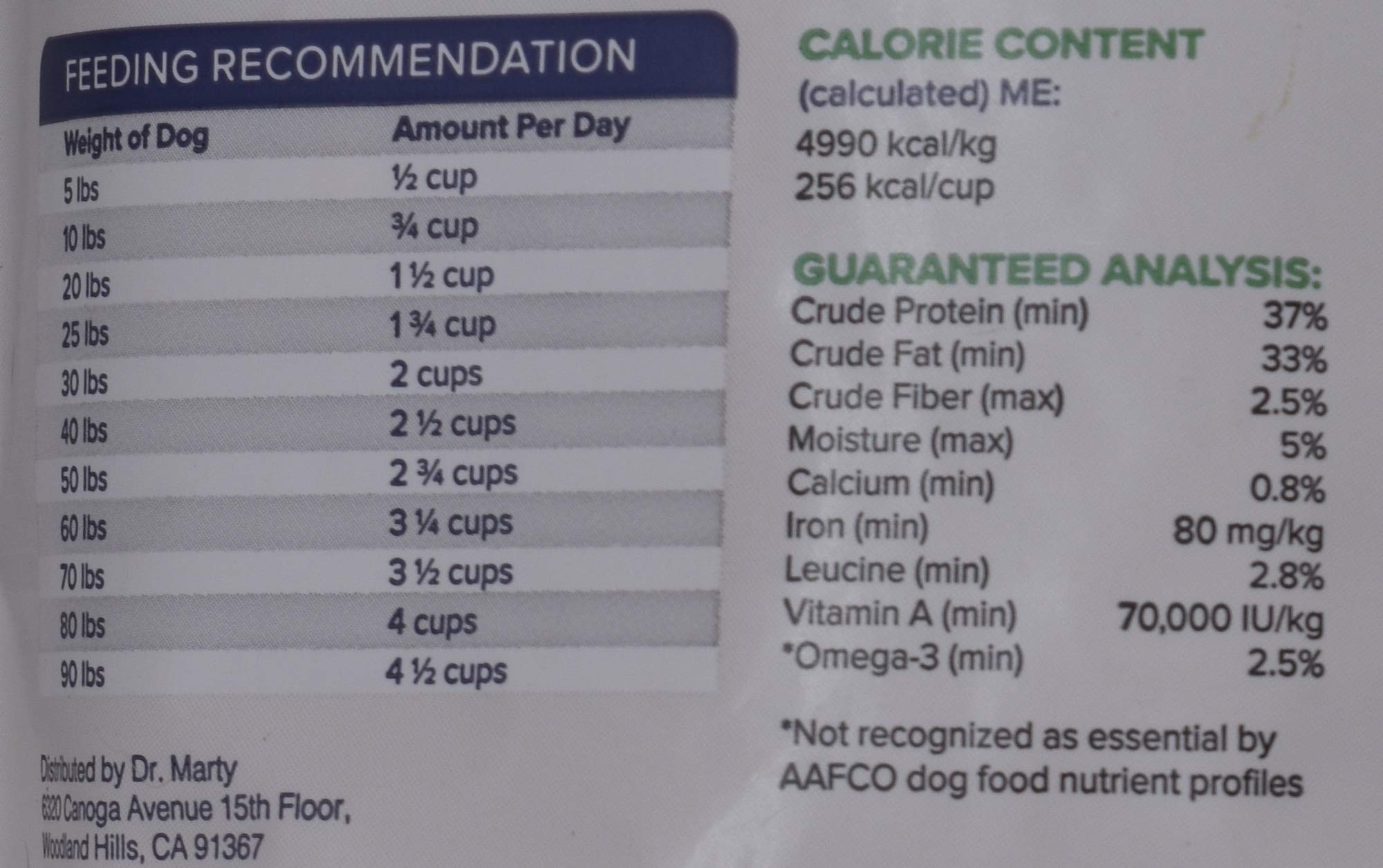 Dr. Marty Nature's Blend features varied meats, fish, and produce for a balanced protein mix.