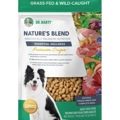 Dr. Marty Nature's Blend freeze-dried dog food pour—high-protein nutrition for active dogs
