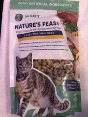 Dr. Marty Nature's Feast essential wellness poultry dry cat food packshot highlighting high-protein, low-carb nutrition for energy