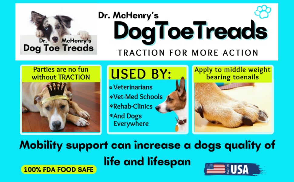 Dr McHenry's Dog Toe Treads applied on nails demonstrates discreet traction.