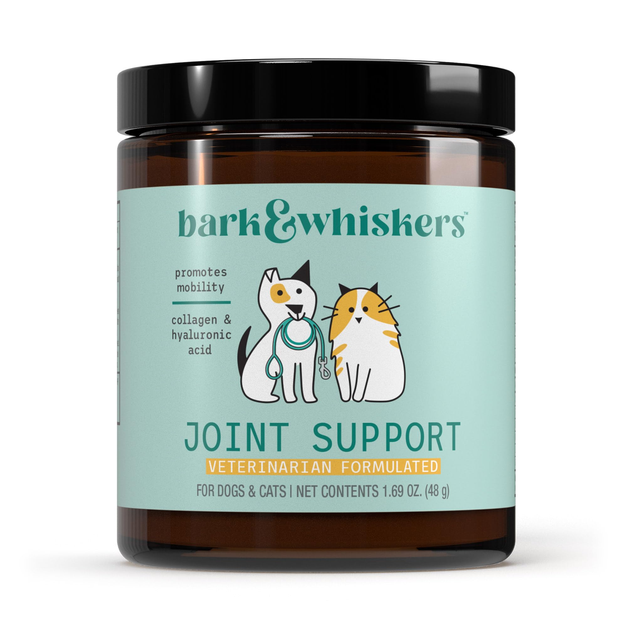 Dr. Mercola Bark & Whiskers bottle pour showcases easy dosing for joint support.