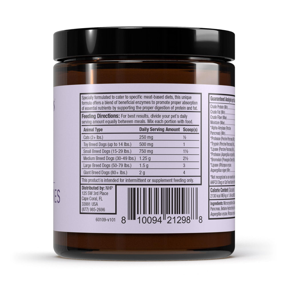 Dr. Mercola Bark & Whiskers enzymes on a meat-based meal bowl supports digestion.