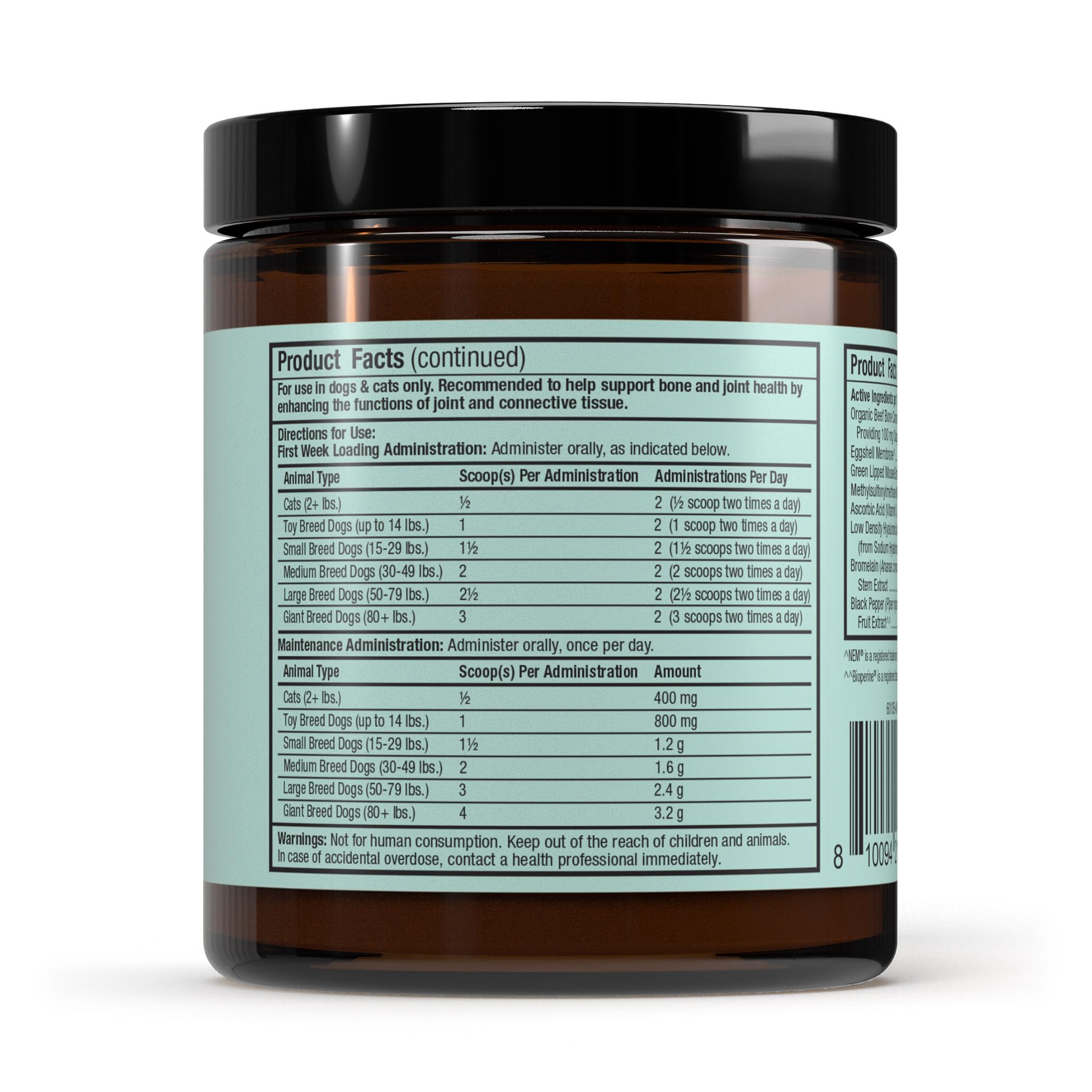 Dr. Mercola Bark & Whiskers ingredients list highlights NEM egg membrane for flexible joints.