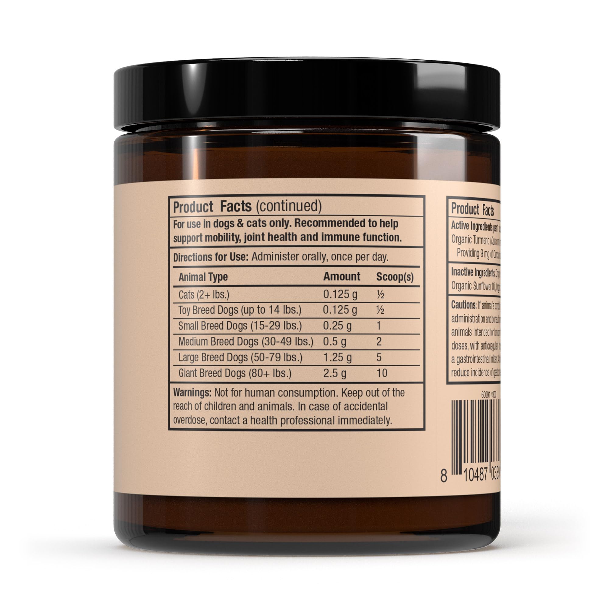 Dr Mercola Bark and Whiskers Organic Curcumin powder dispersion highlights high bioavailability in every dose.