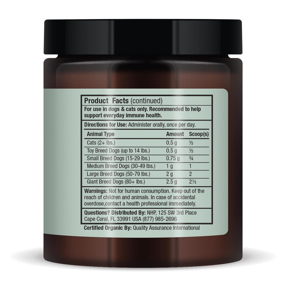 Dr. Mercola Bark & Whiskers powder sprinkled into dog bowl for easy daily feeding