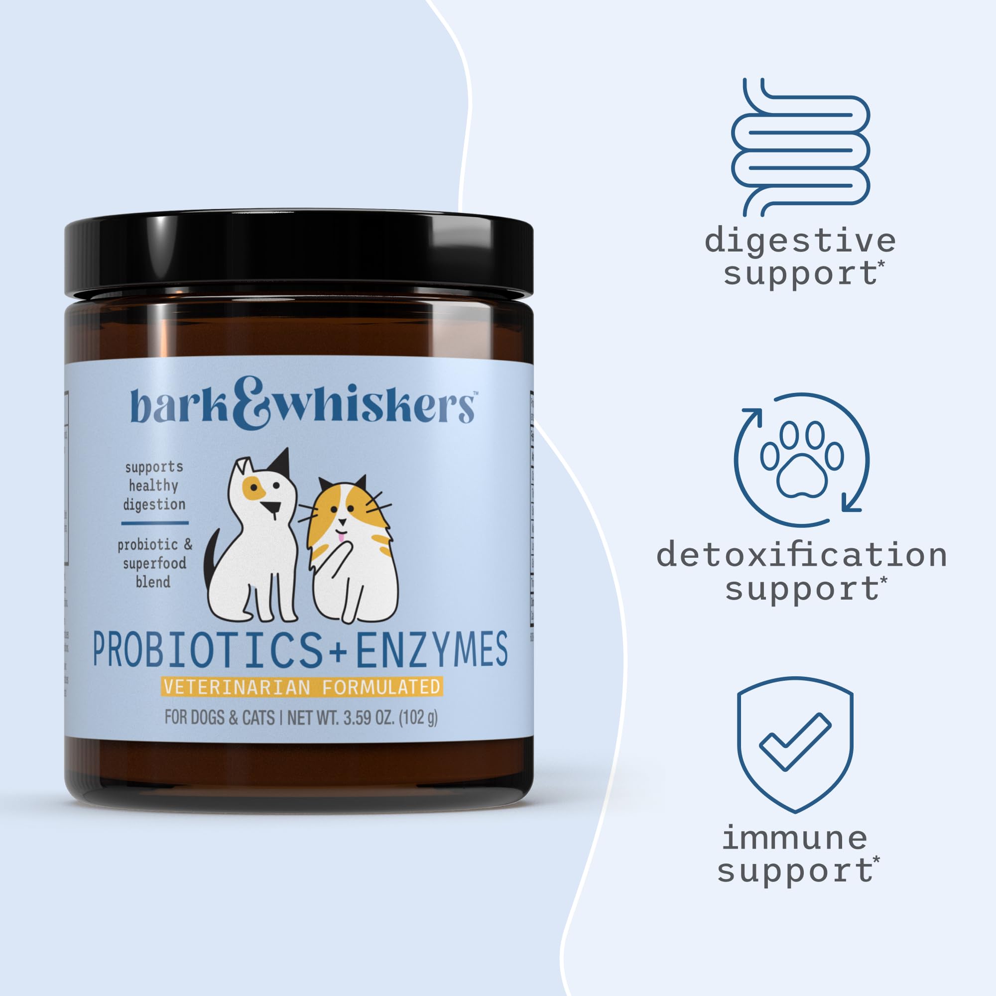 Dr. Mercola Bark & Whiskers cat-dish shot implies seamless incorporation into pet meals.