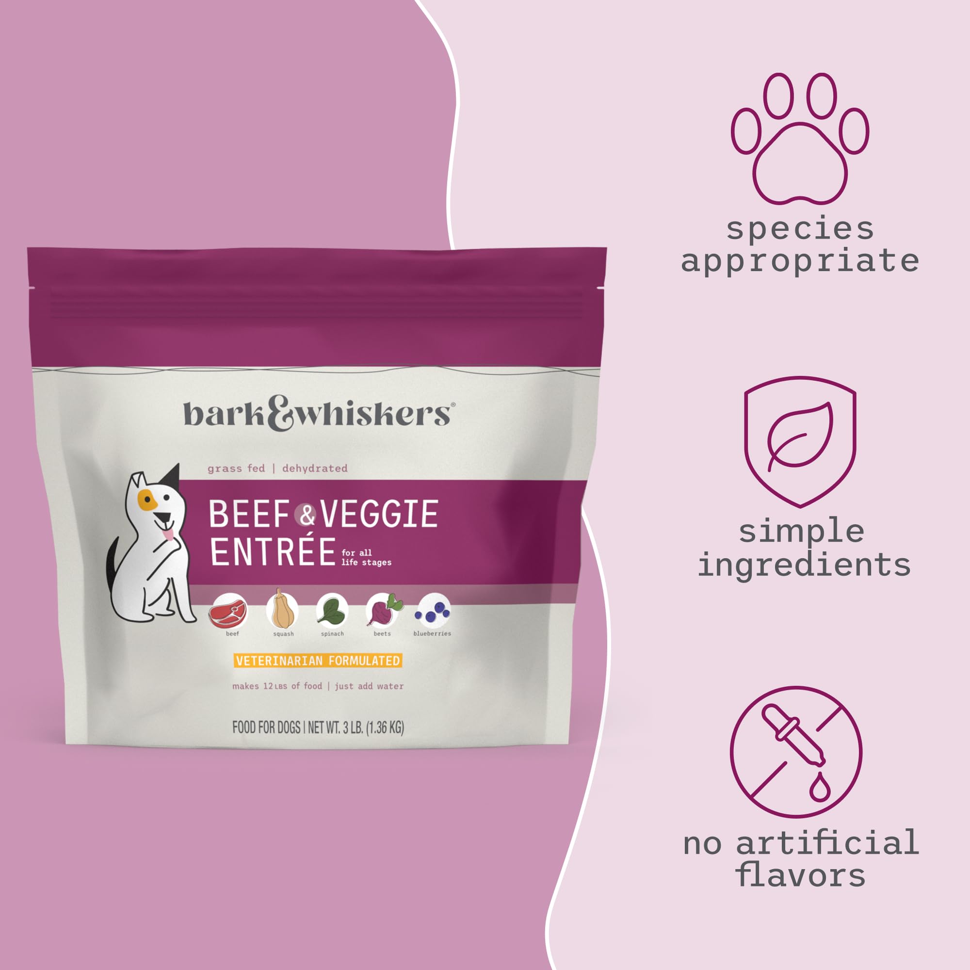 Dr. Mercola Bark & Whiskers vet-formulated shelf-stable 3 lb packaging