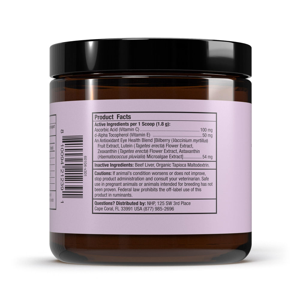 Dr. Mercola Eye Support powder with liver flavor ready to mix into meals for convenient daily use.