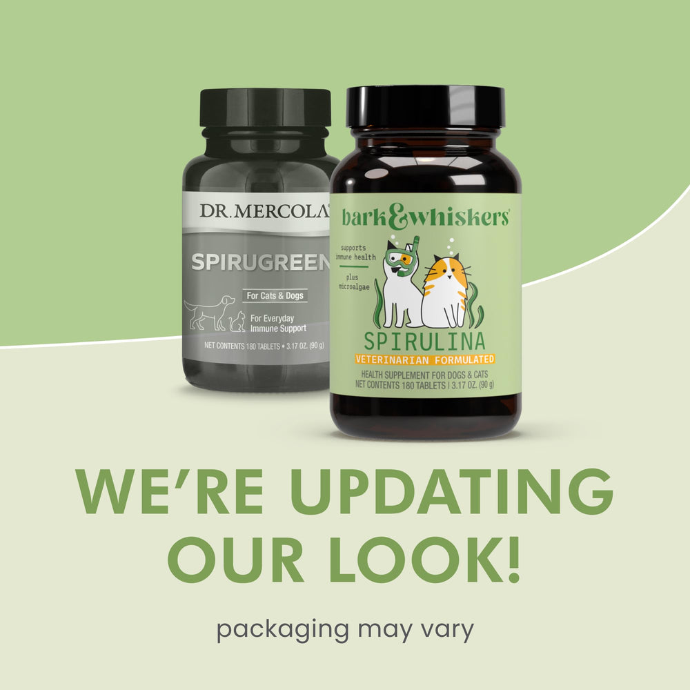 SpiruGreen tablets in a bowl for cats and dogs, convenient daily dosing.