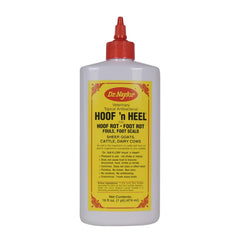Dr. Naylor Hoof 'N Heal bottle closeup for deep hoof care and rot management