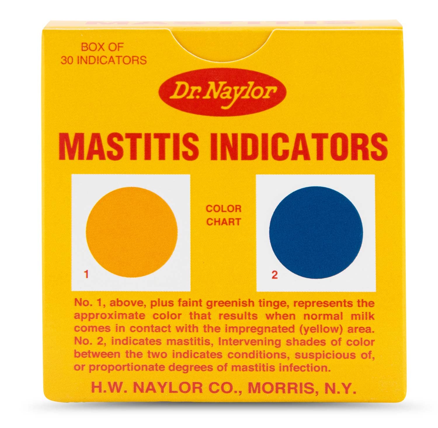 Dr. Naylor mastitis indicator card with color-change blotter for quick on-farm screening