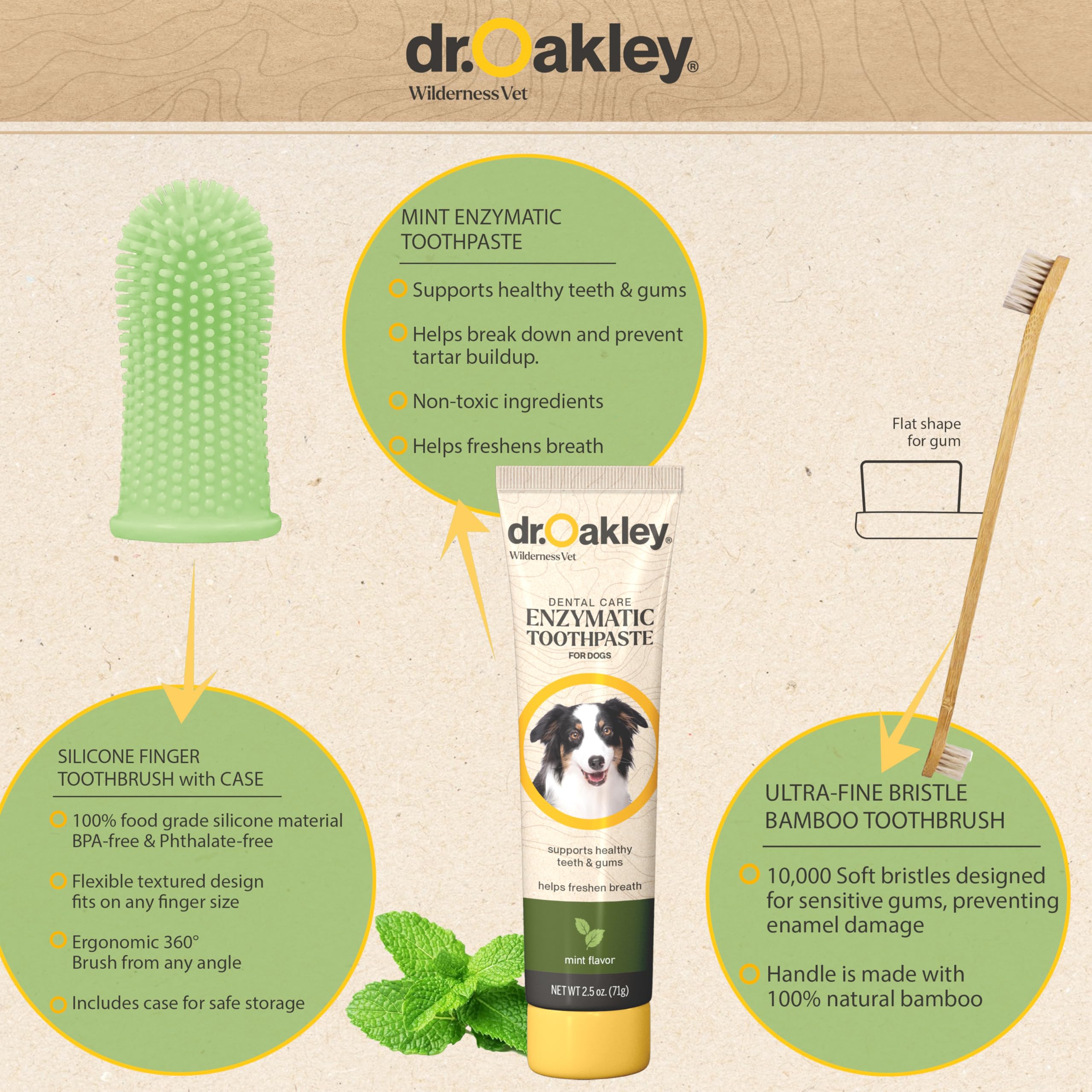 Dr Oakley enzymatic toothpaste close-up highlighting mint flavor pets love.