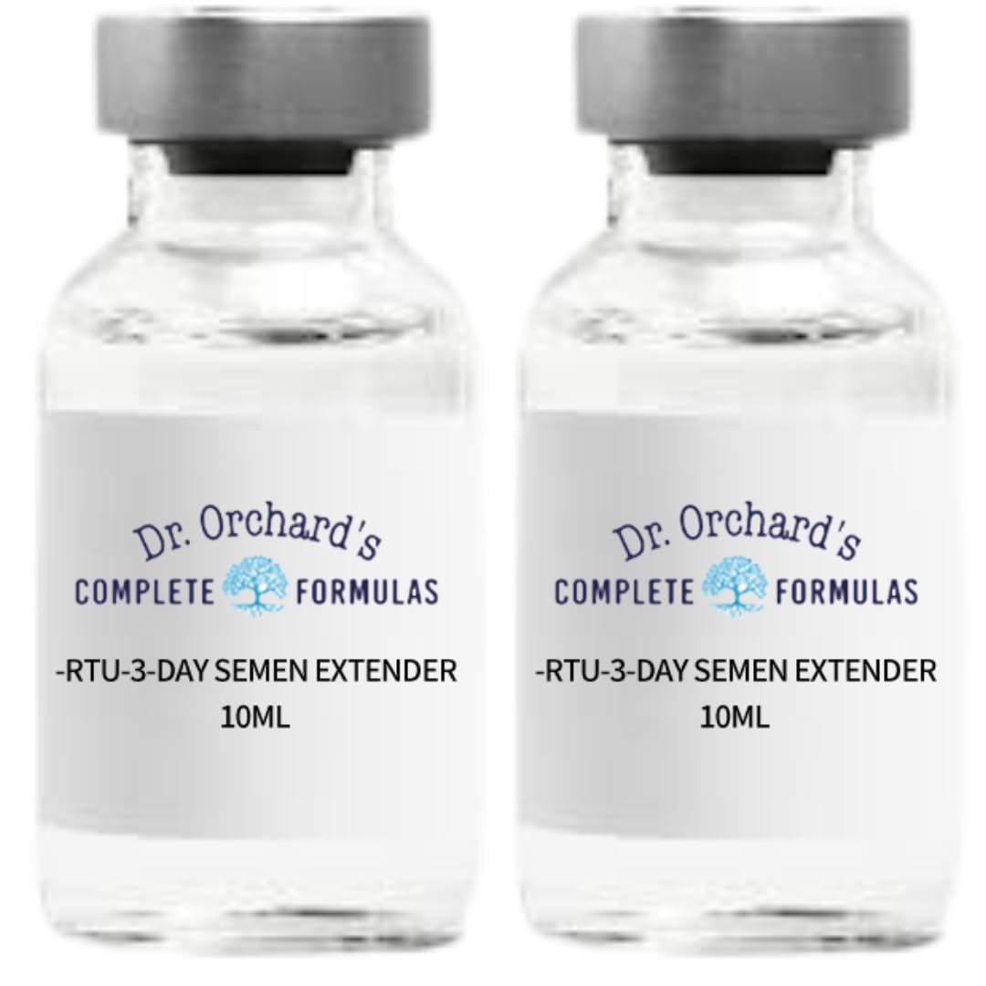 Packaging of Dr. Orchard's RTU canine semen extender for storage.